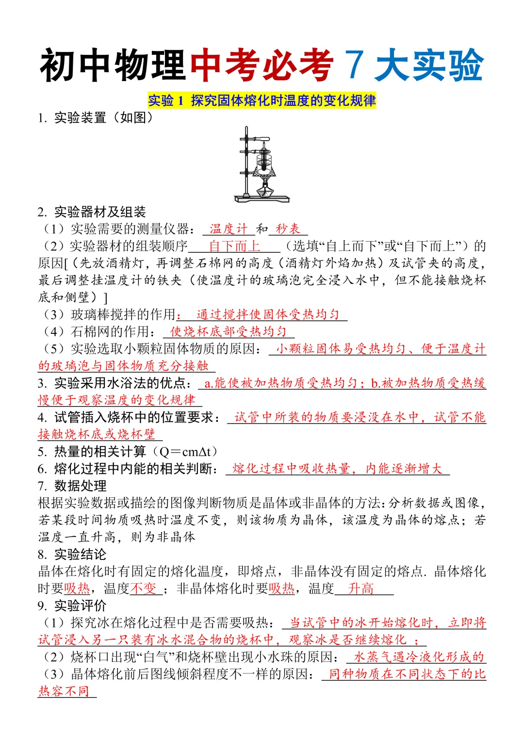 初中物理中考必考7大实验,100%会考,抓紧打印背诵!-第3张图片-四季读书网