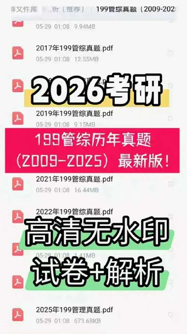 199管综考研真题 2009-2026 真题+解析 MBA MPA MTA MEM Mpacc-第1张图片-四季读书网 199管综考研真题 2009-2026 真题+解析 MBA MPA MTA MEM Mpacc-第1张图片-四季读书网