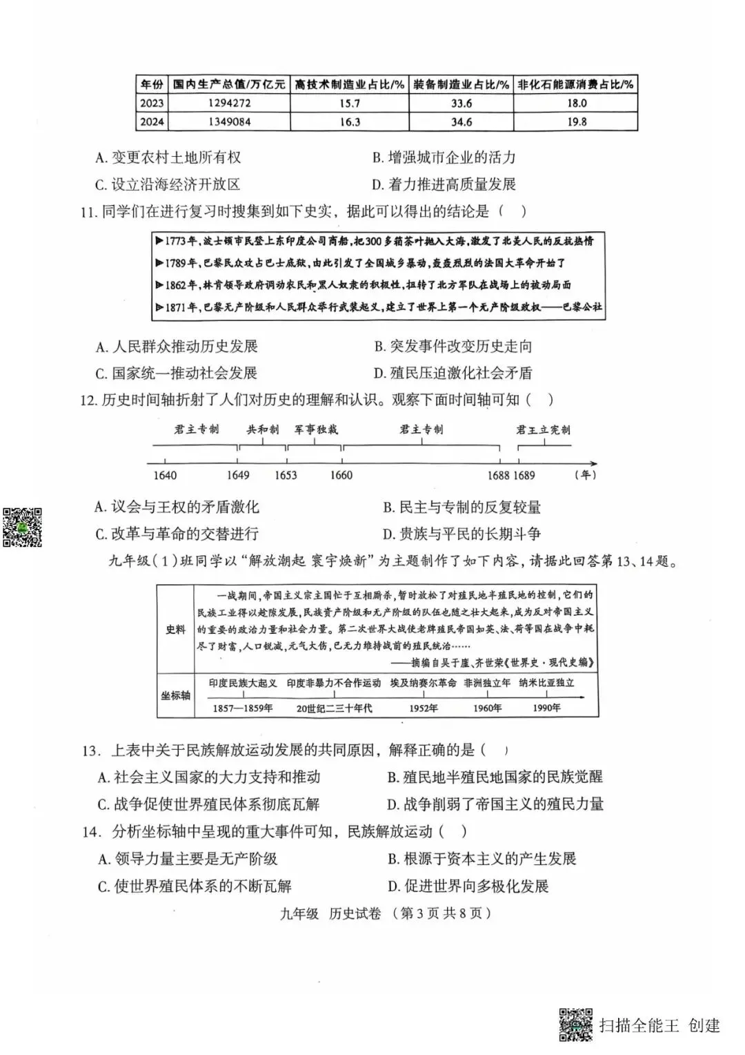大同·2026年中考模拟预测卷·历史(六)-第3张图片-四季读书网