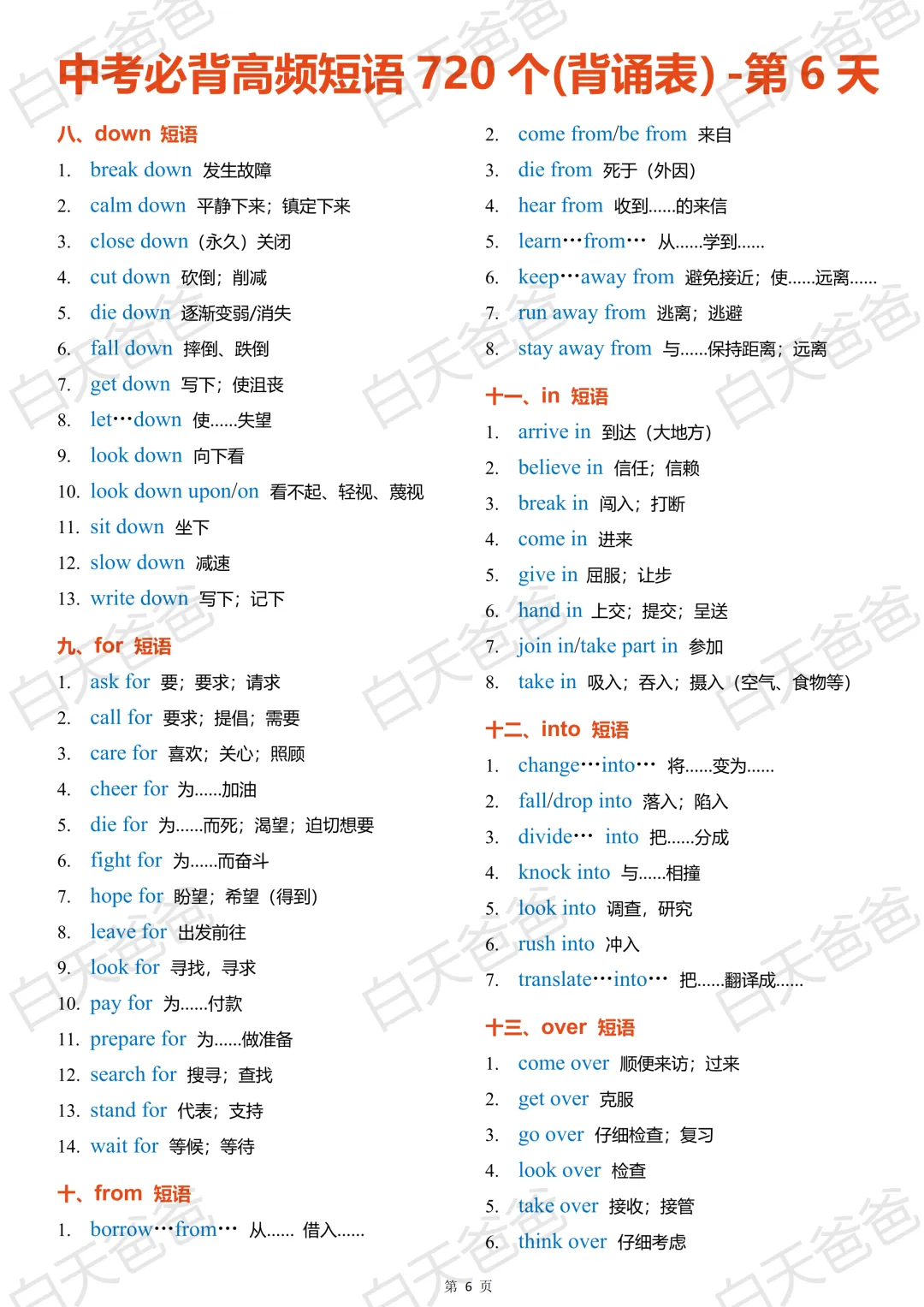 中考必背高频短语 720 个(背诵表)-第5张图片-四季读书网