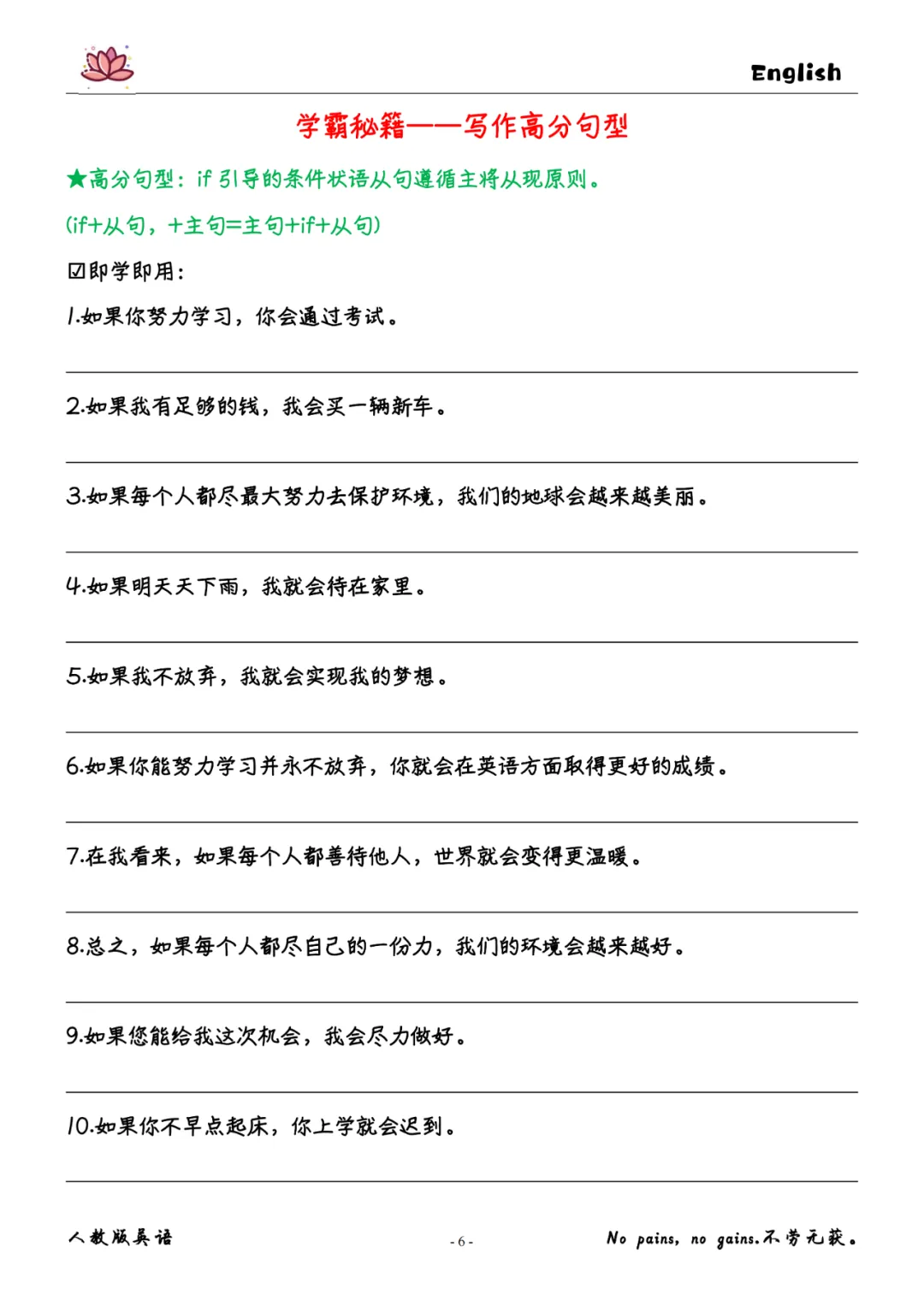 中考英语:写作高分句型梳理(背诵+检测)-第12张图片-四季读书网 中考英语:写作高分句型梳理(背诵+检测)-第12张图片-四季读书网