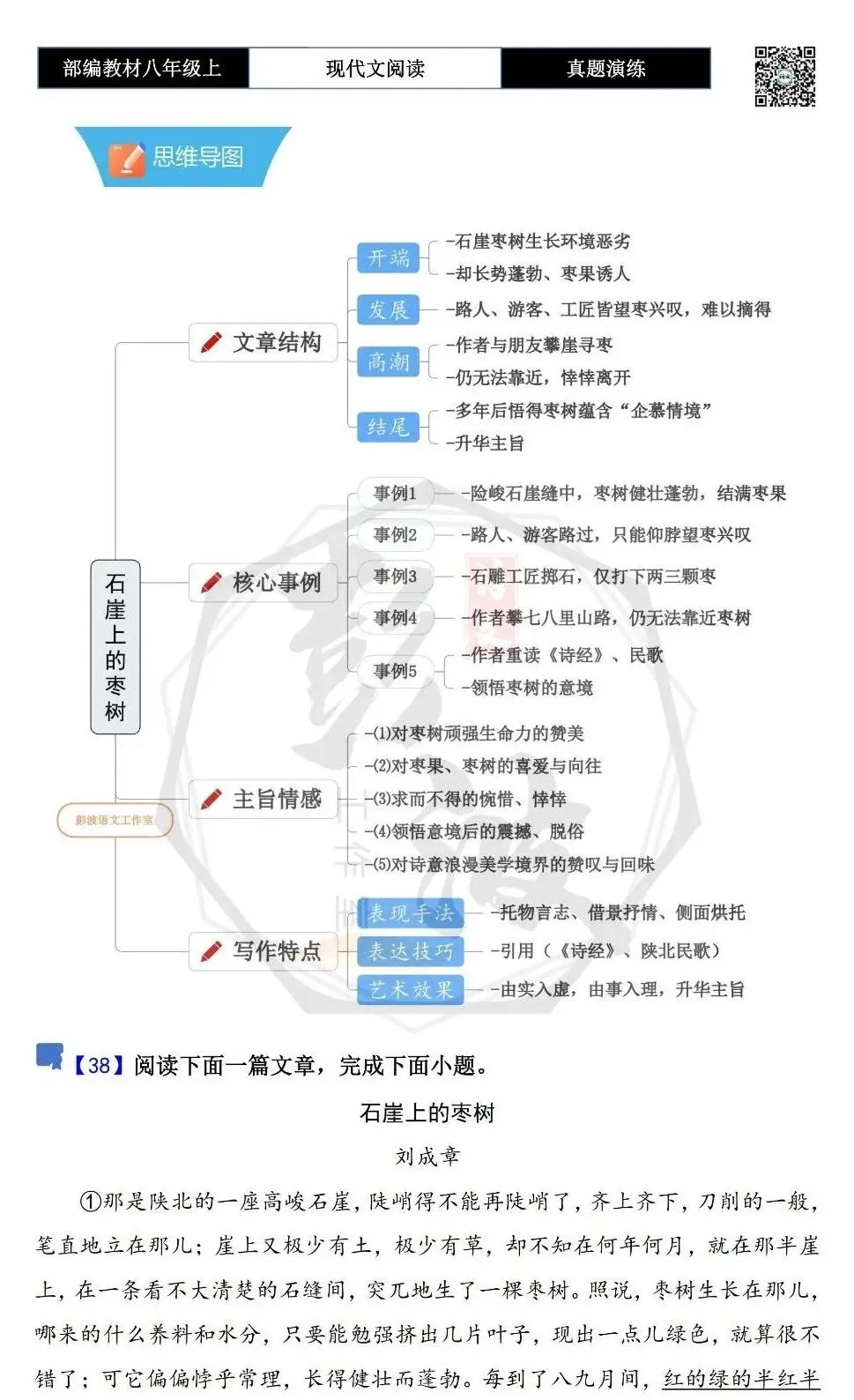 【现代文阅读-真题演练】八年级上-38-石崖上的枣树-思维导图+试题精析-第5张图片-四季读书网 【现代文阅读-真题演练】八年级上-38-石崖上的枣树-思维导图+试题精析-第5张图片-四季读书网