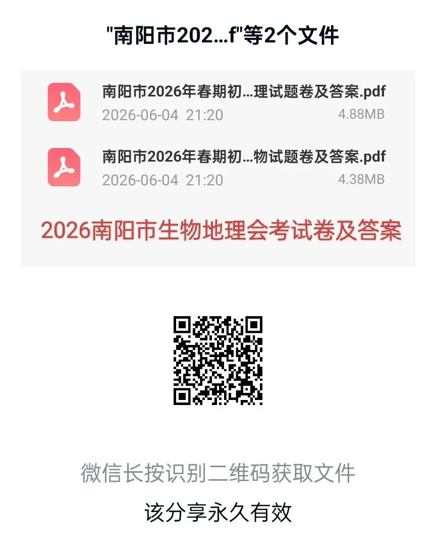 有16套生物地理会考试卷的真题卷和模拟卷及答案,需要的下载百度网盘后,微信扫码下载或者扫码打印出来!-第2张图片-四季读书网