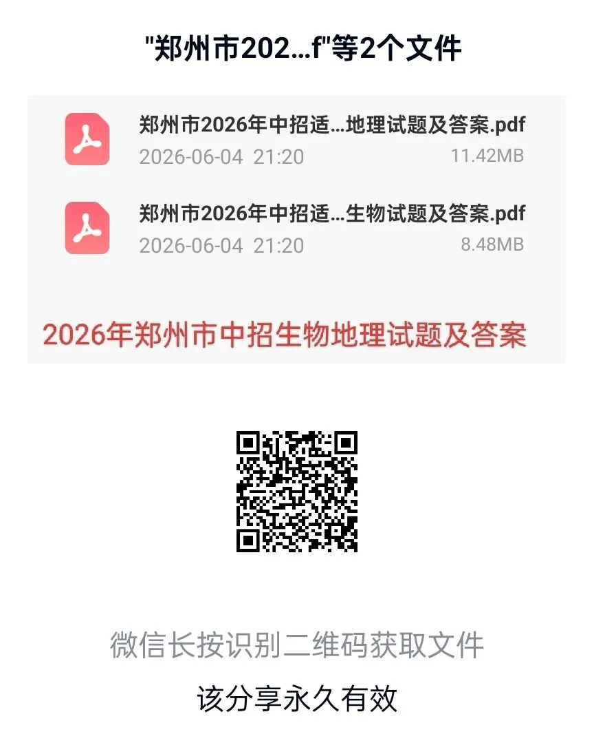 有16套生物地理会考试卷的真题卷和模拟卷及答案,需要的下载百度网盘后,微信扫码下载或者扫码打印出来!-第5张图片-四季读书网