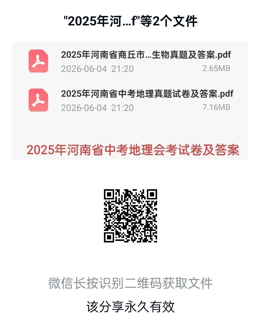有16套生物地理会考试卷的真题卷和模拟卷及答案,需要的下载百度网盘后,微信扫码下载或者扫码打印出来!-第6张图片-四季读书网