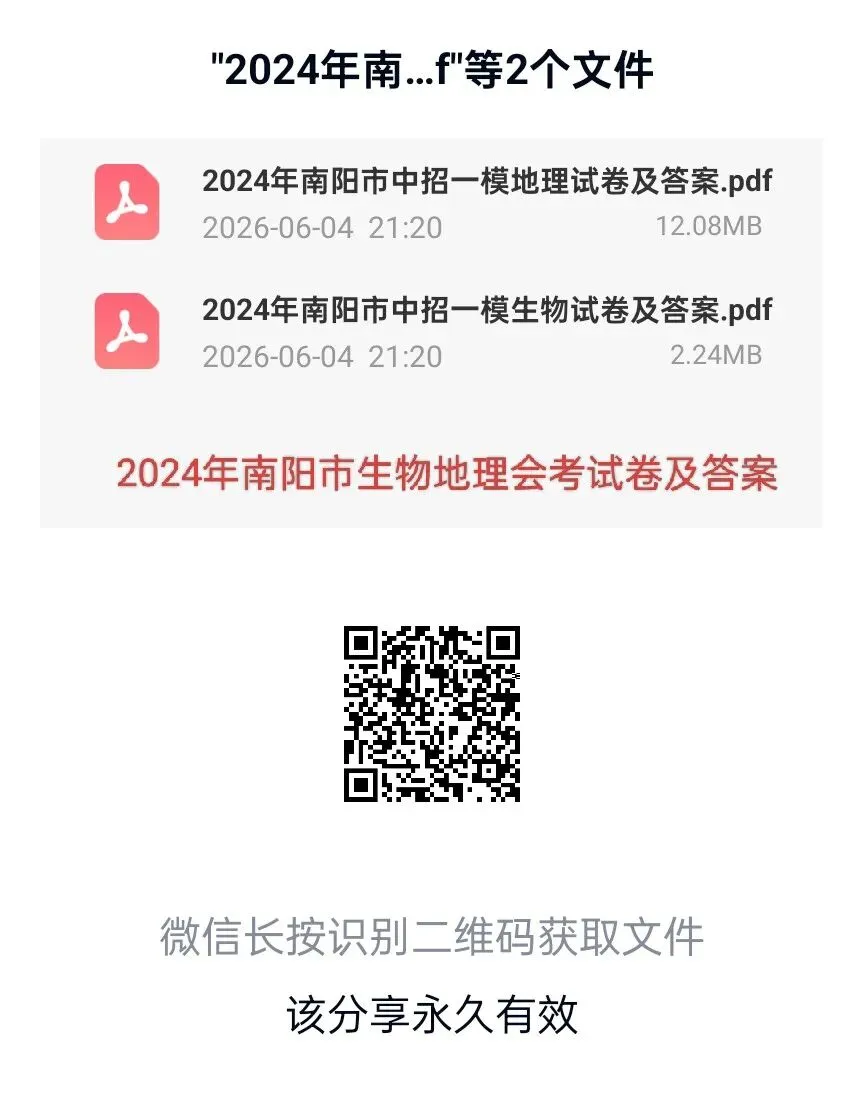 有16套生物地理会考试卷的真题卷和模拟卷及答案,需要的下载百度网盘后,微信扫码下载或者扫码打印出来!-第9张图片-四季读书网