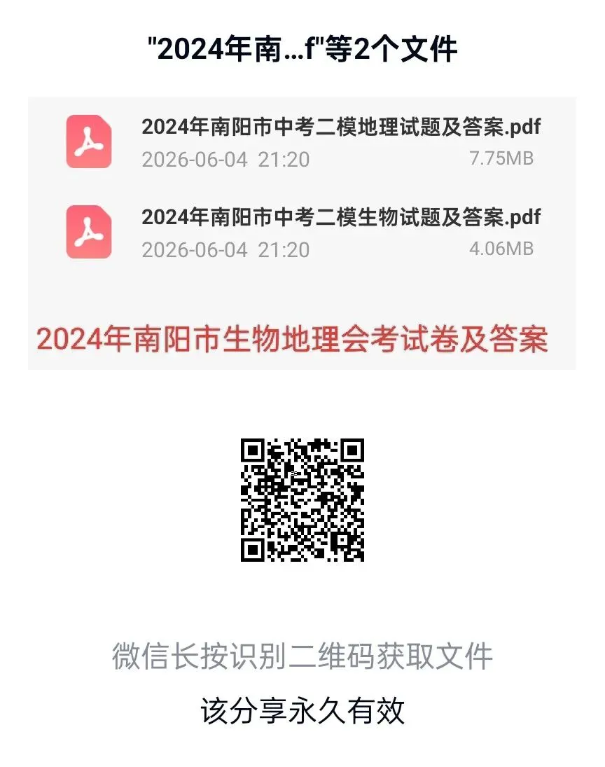 有16套生物地理会考试卷的真题卷和模拟卷及答案,需要的下载百度网盘后,微信扫码下载或者扫码打印出来!-第10张图片-四季读书网