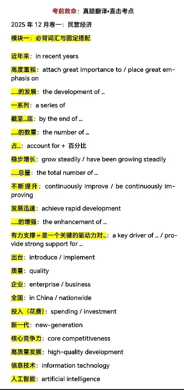 往年英语四级真题中的翻译重点词汇背诵基础篇(之一)-第2张图片-四季读书网