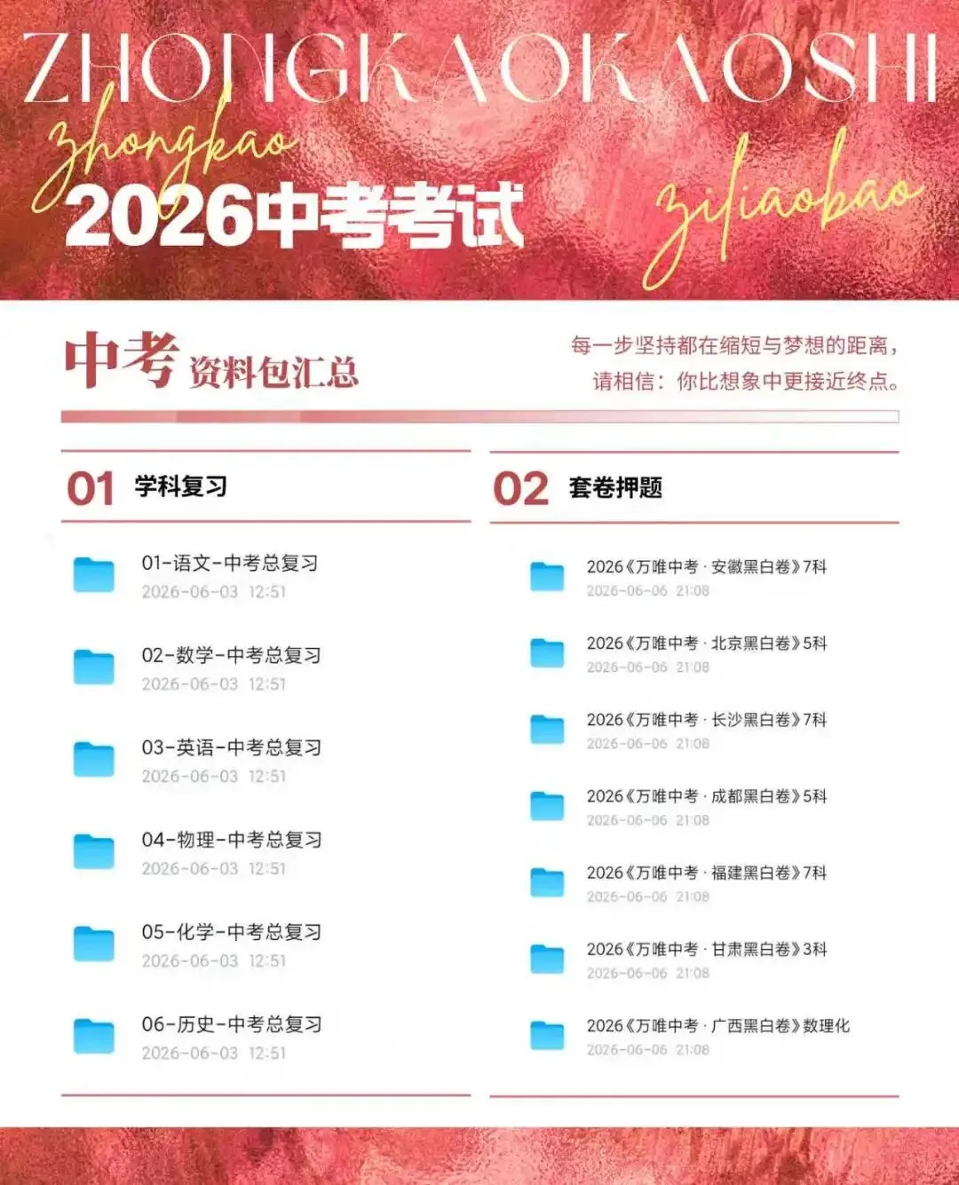 中考各省份各科目考前押题卷汇总 考前冲刺资料合集-第1张图片-四季读书网 中考各省份各科目考前押题卷汇总 考前冲刺资料合集-第1张图片-四季读书网