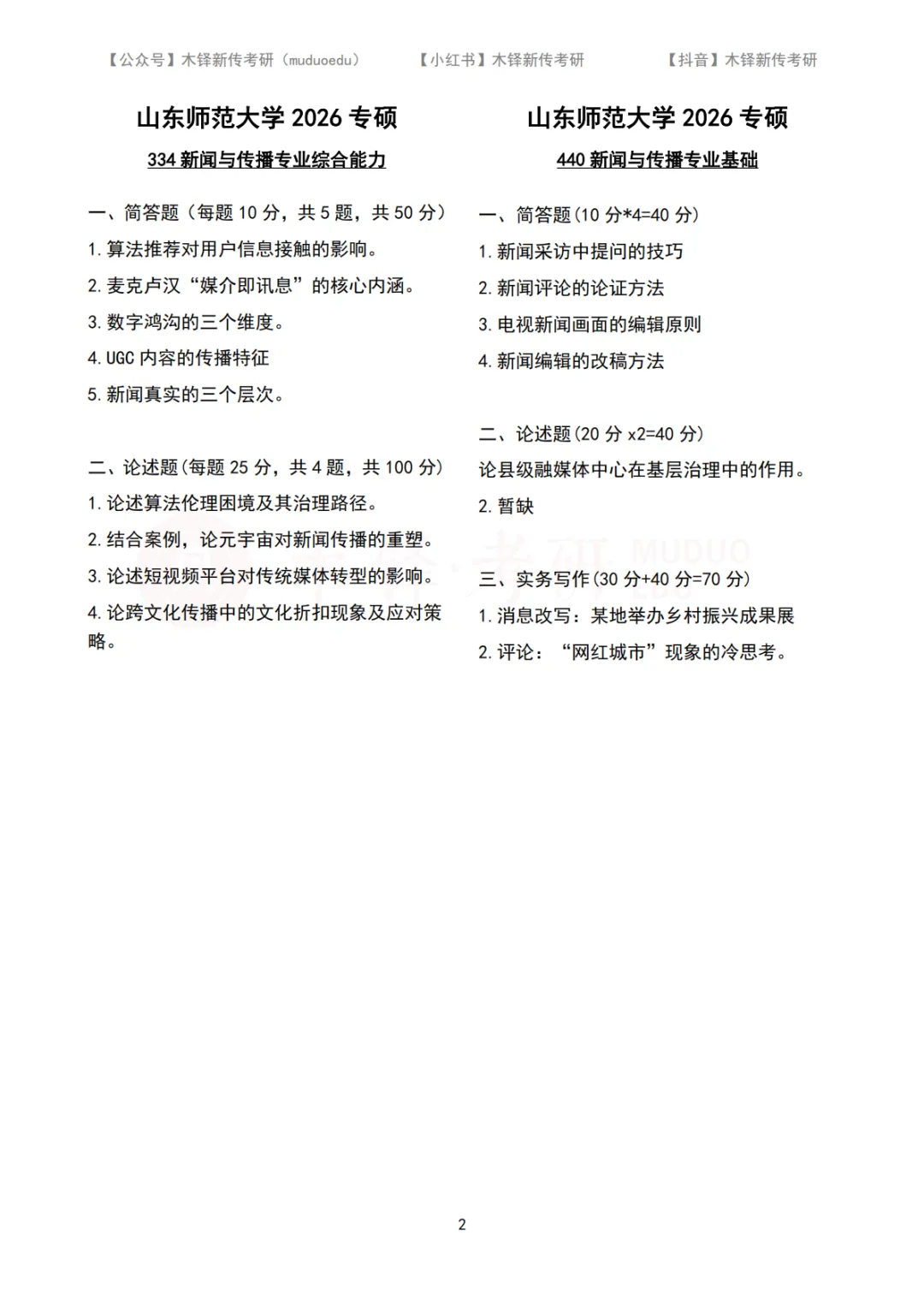 山东师范大学新闻与传播5年真题合集|2022-2026版-第3张图片-四季读书网