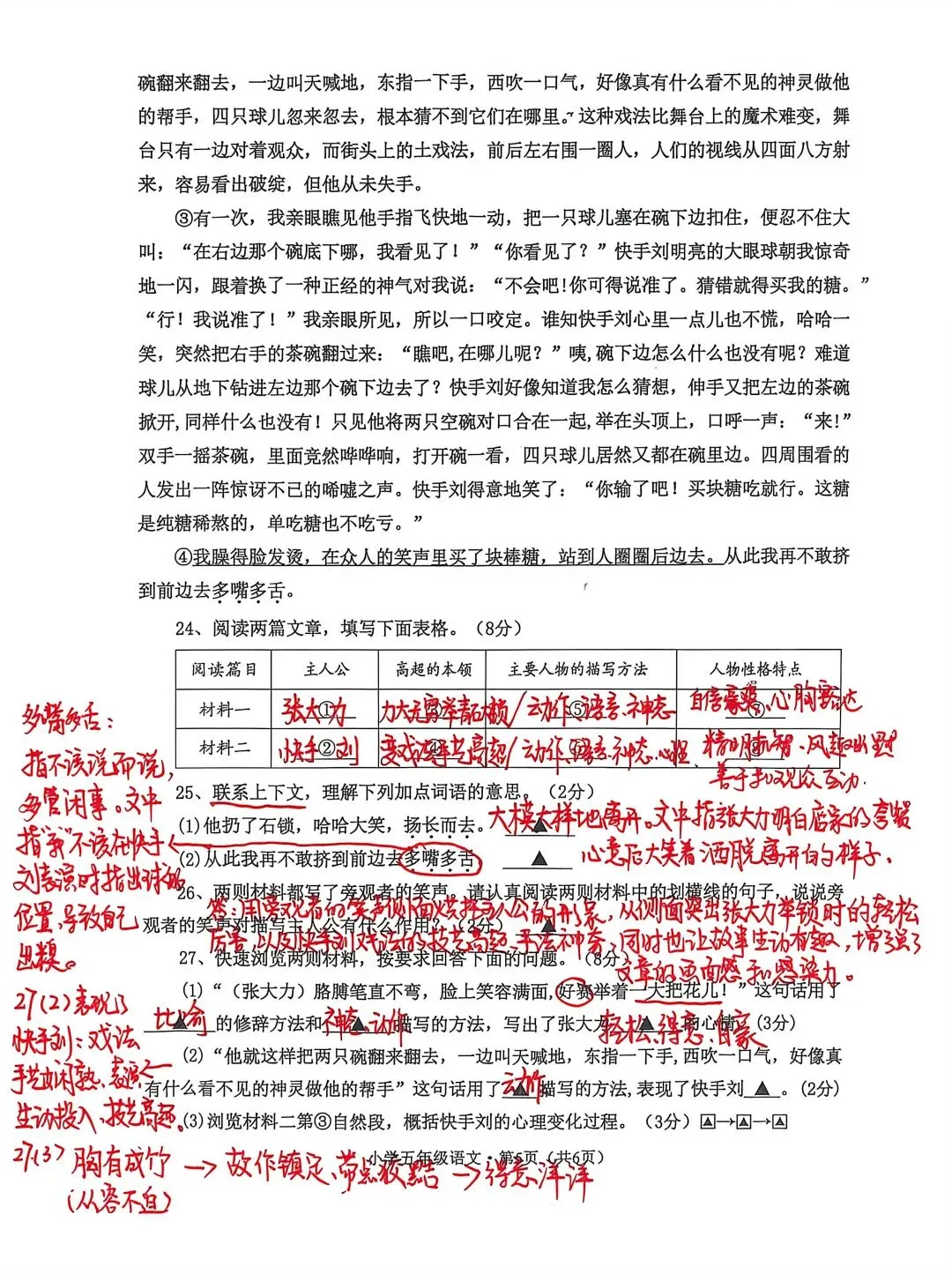 五年级下册语文教学质量监测试卷+答题卡+参考答案(文末自取PDF文件)-第5张图片-四季读书网