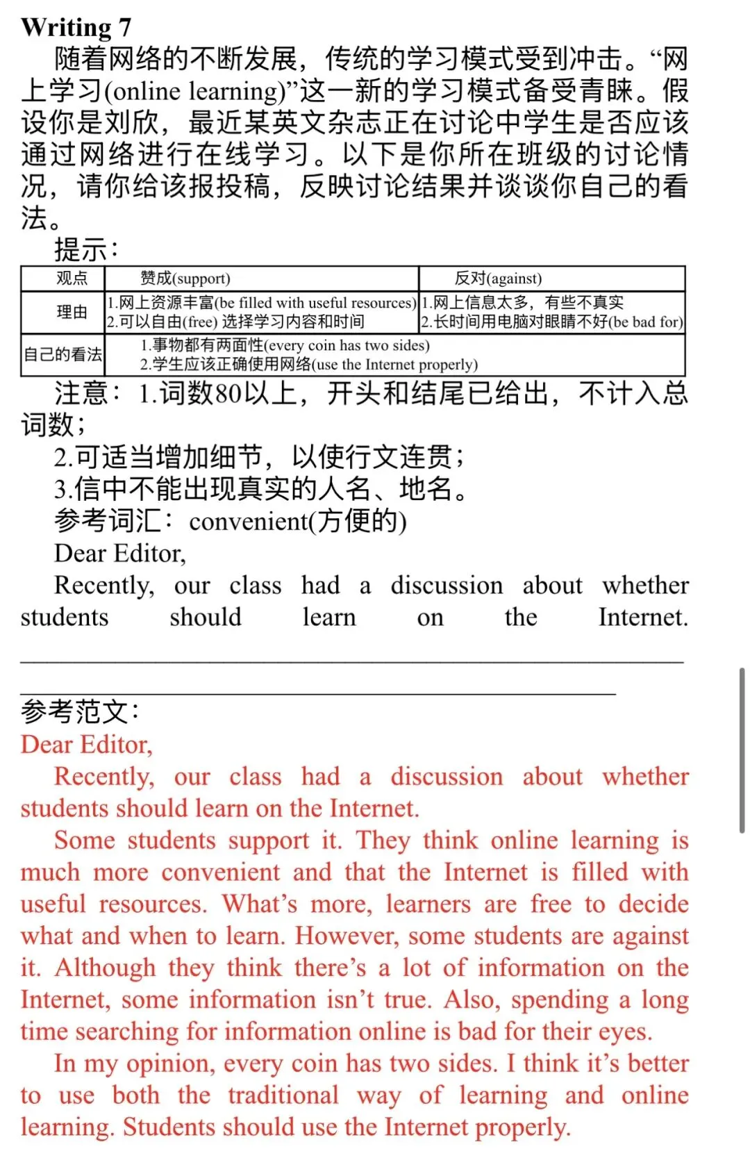 中考英语作文五年来最高频出现的话题,打印出来,直接背诵.-第7张图片-四季读书网 中考英语作文五年来最高频出现的话题,打印出来,直接背诵.-第7张图片-四季读书网