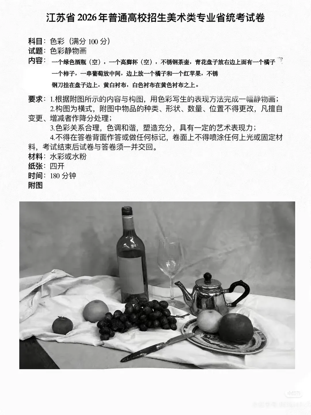 近三年江苏省美术统考及省内模考真题合集-第7张图片-四季读书网