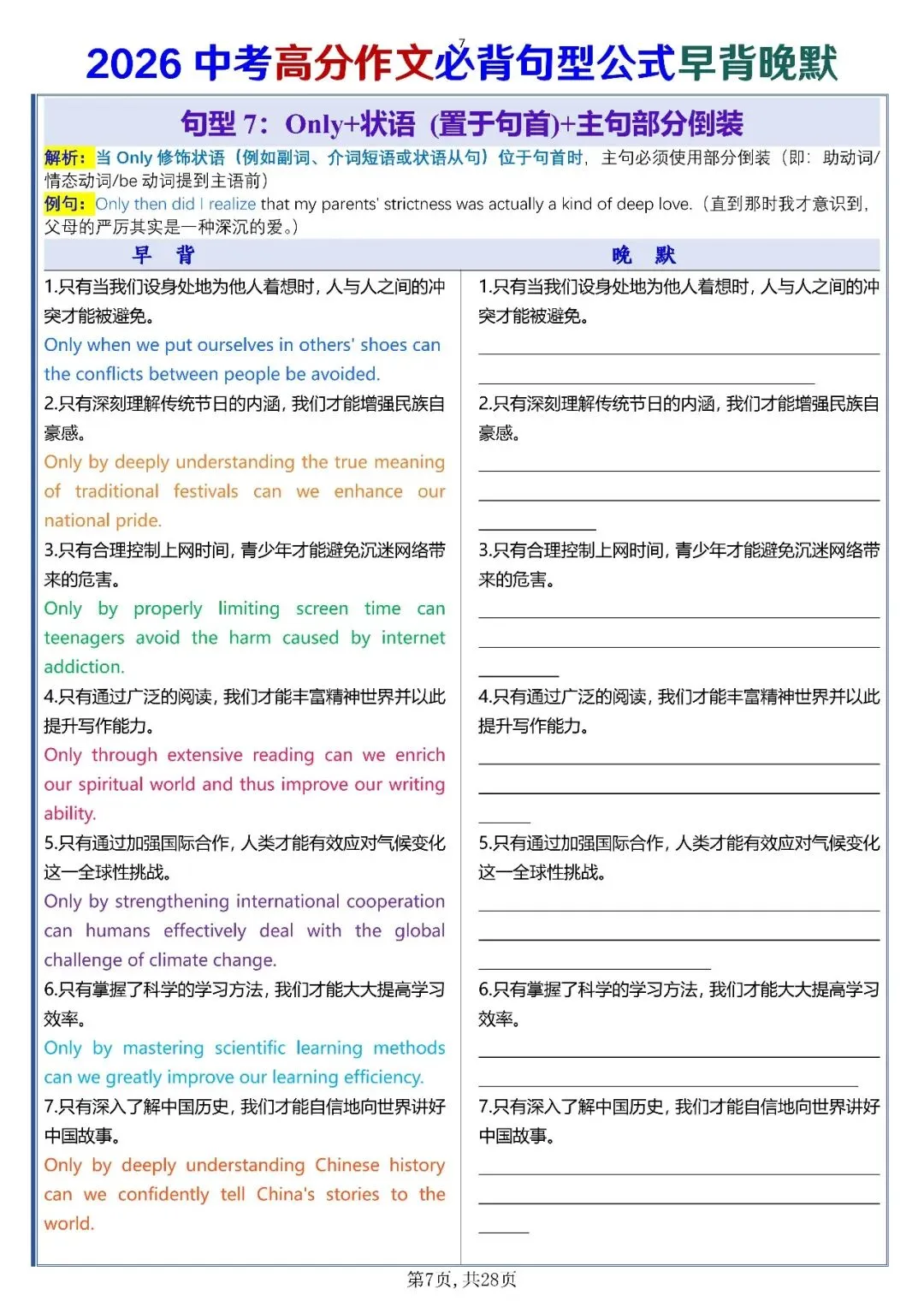 中考英语高分作文必背句型公式-第8张图片-四季读书网