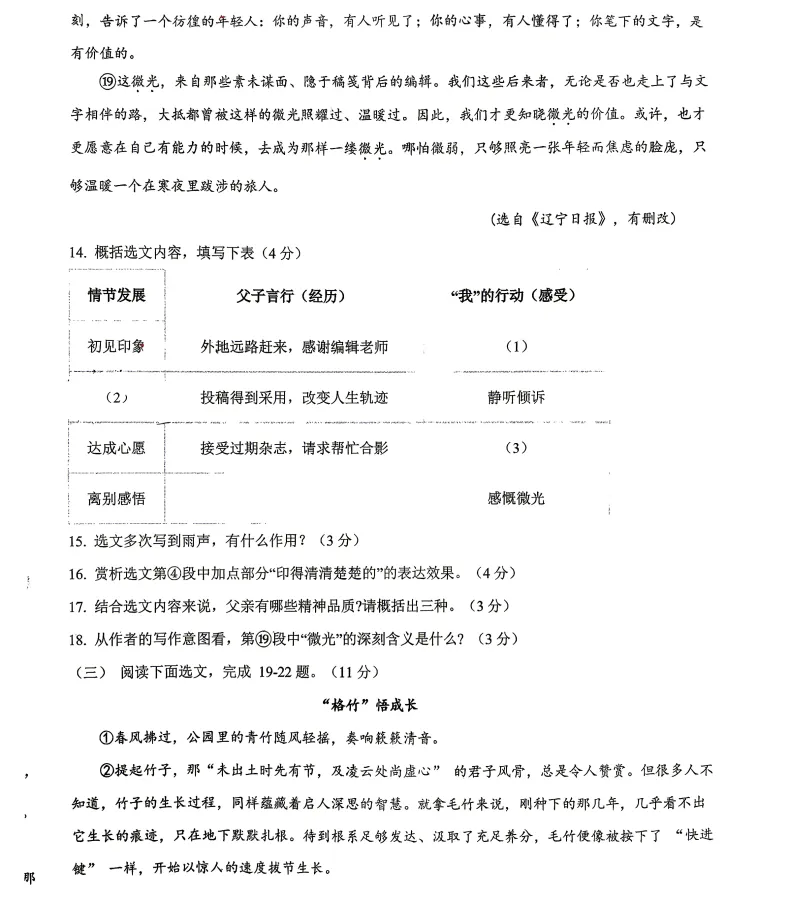 2026年6月盘锦市九年语文二模试卷-第8张图片-四季读书网
