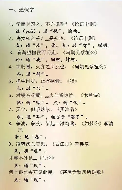 中考文言必备:通假字+词类活用高频考点汇总-第2张图片-四季读书网