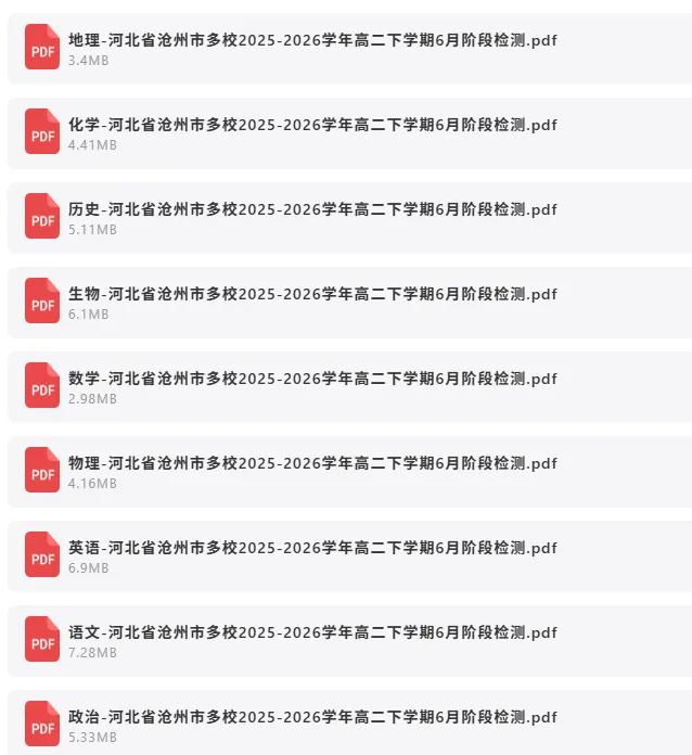 2026年6月10日 最新高中试卷速递-第7张图片-四季读书网
