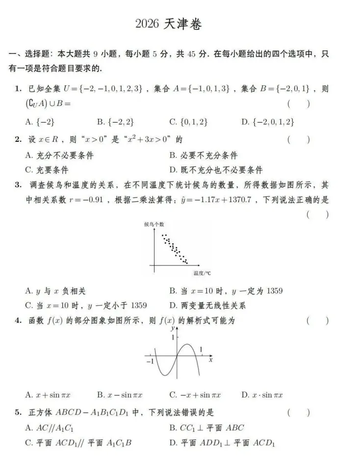 2026年高考数学试卷合集,数学1卷、2卷、北京卷、天津卷,逐题解析,可系统刷刷-第4张图片-四季读书网