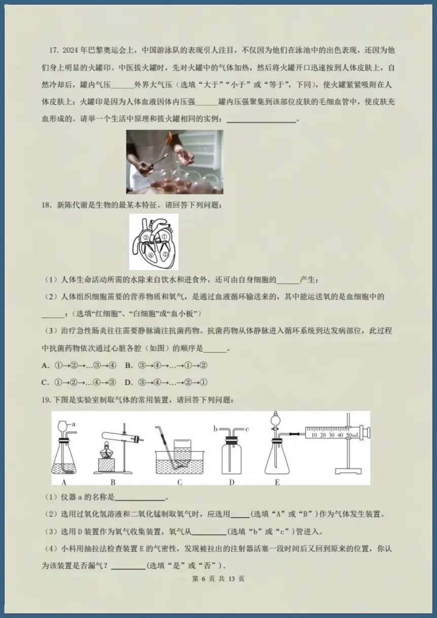 八下科学浙教版|26新八下科学期末模拟试卷(含答案)【电子版可打印!】-第6张图片-四季读书网 八下科学浙教版|26新八下科学期末模拟试卷(含答案)【电子版可打印!】-第6张图片-四季读书网