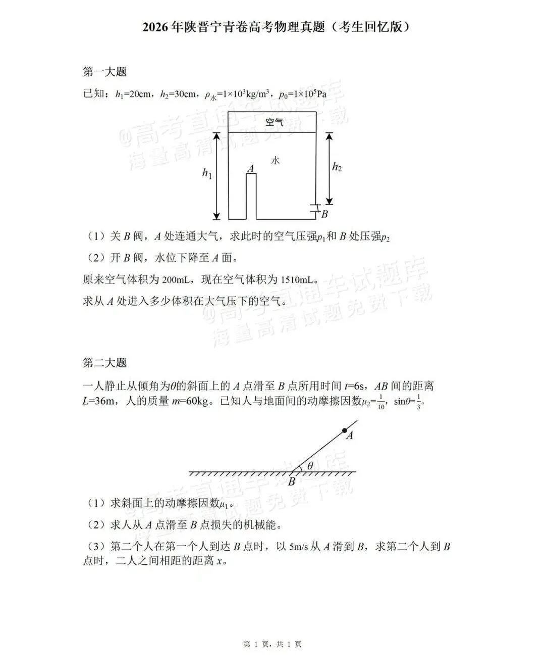 【高考物理】2026年全国高考真题答案出炉-第11张图片-四季读书网
