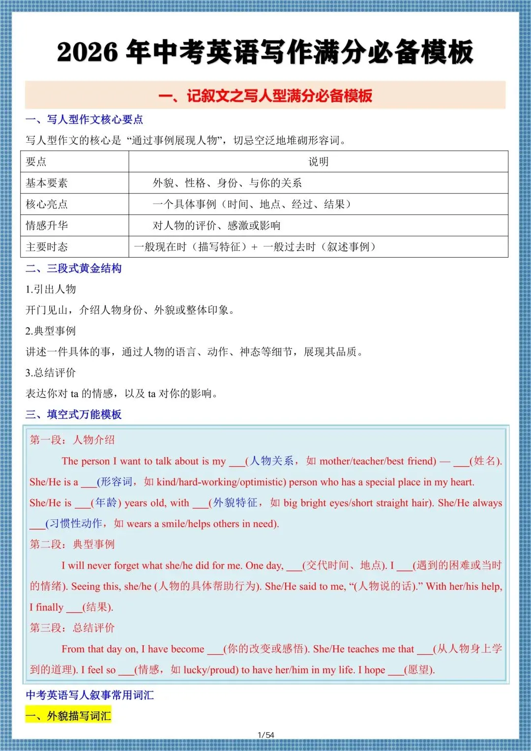 冲刺中考12026中考英语高分作文核心写作作文模板(全册题型汇总) ,电子版可打印!-第5张图片-四季读书网 冲刺中考12026中考英语高分作文核心写作作文模板(全册题型汇总) ,电子版可打印!-第5张图片-四季读书网