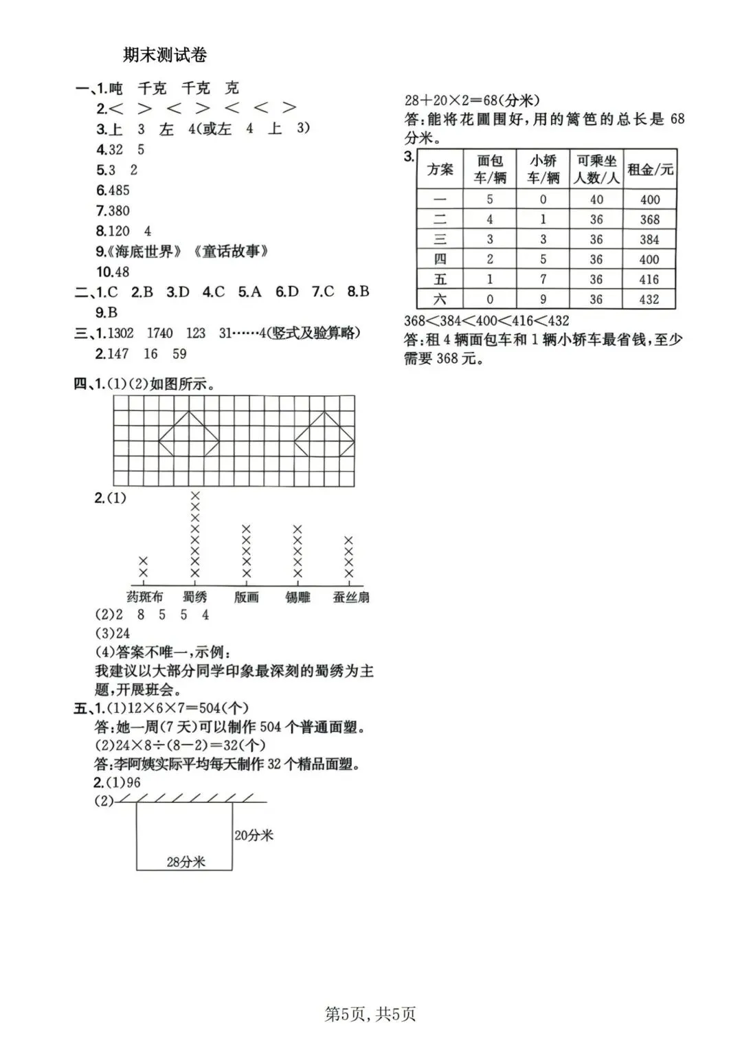 三年级下册数学:【北师版】《名校真题卷》含答案-第8张图片-四季读书网