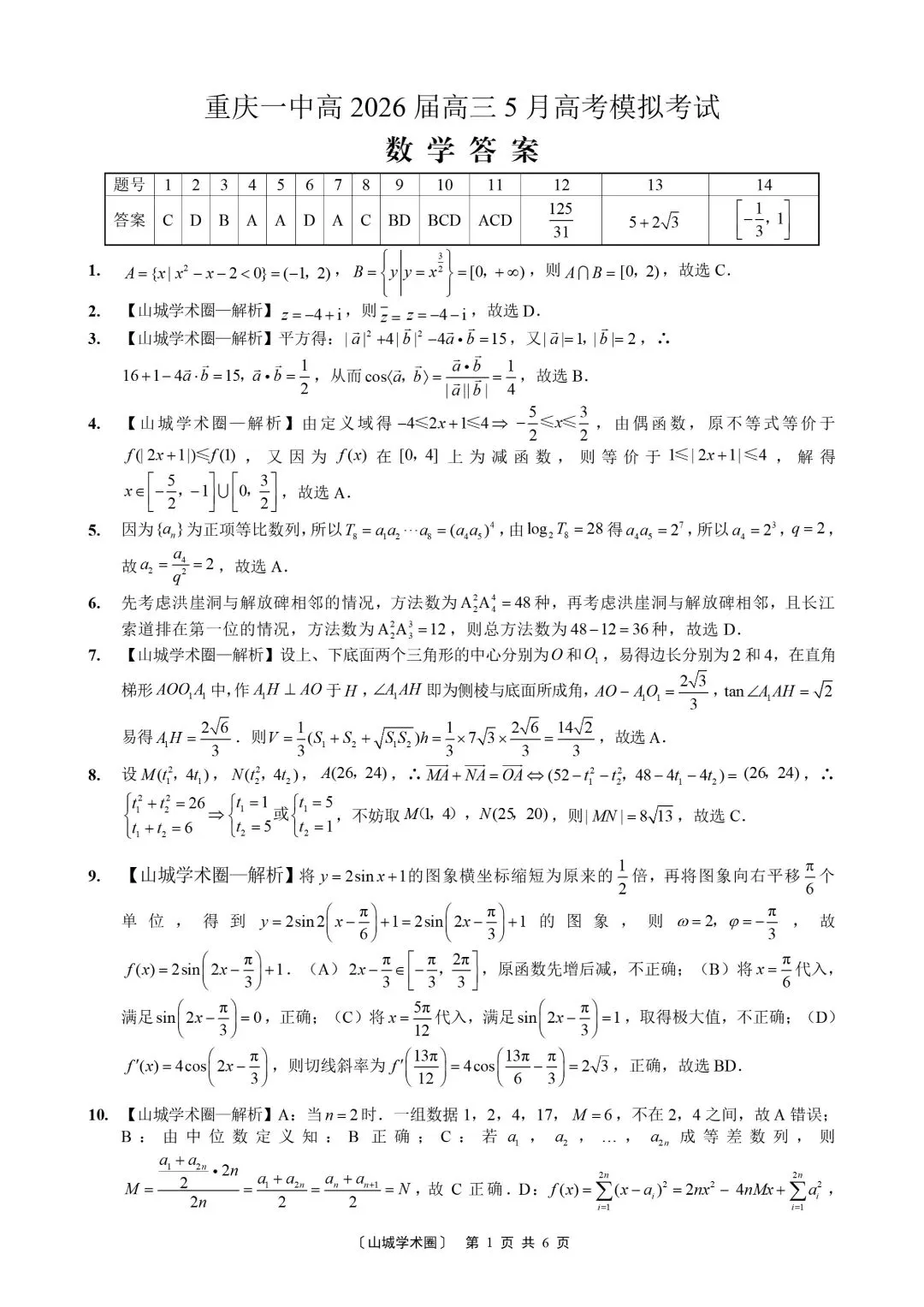 重庆一中高2026届高三5月高考模拟考试(全科)-第7张图片-四季读书网 重庆一中高2026届高三5月高考模拟考试(全科)-第7张图片-四季读书网