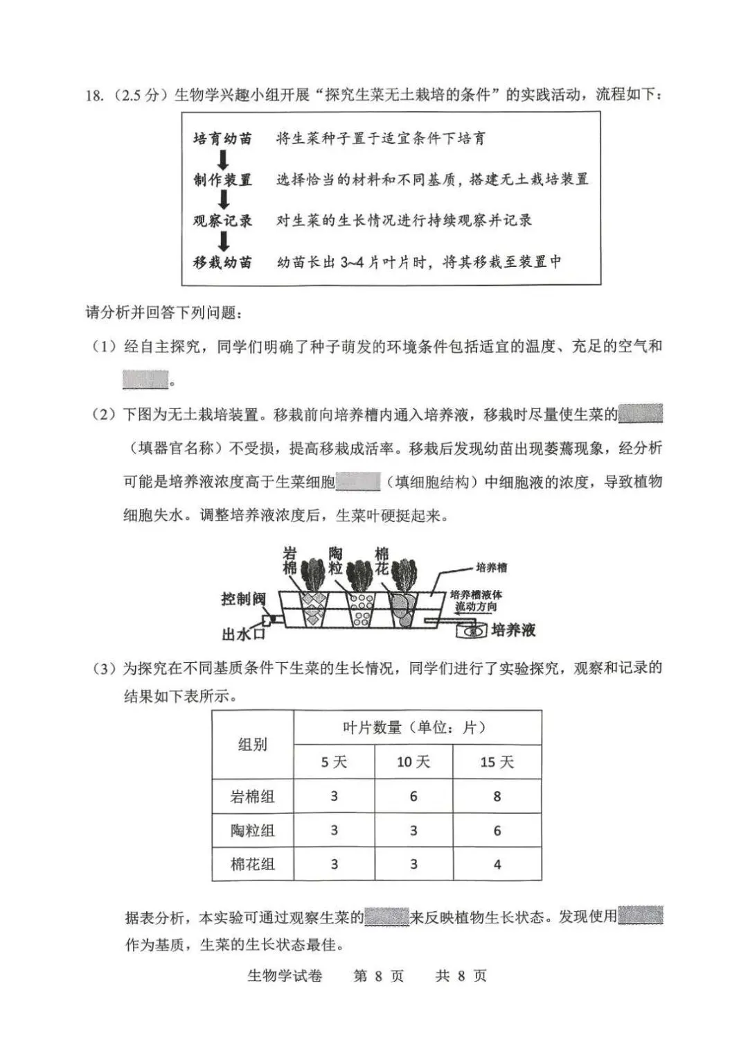 2026年鞍山市八年级【二模生物】试卷+答案-第10张图片-四季读书网