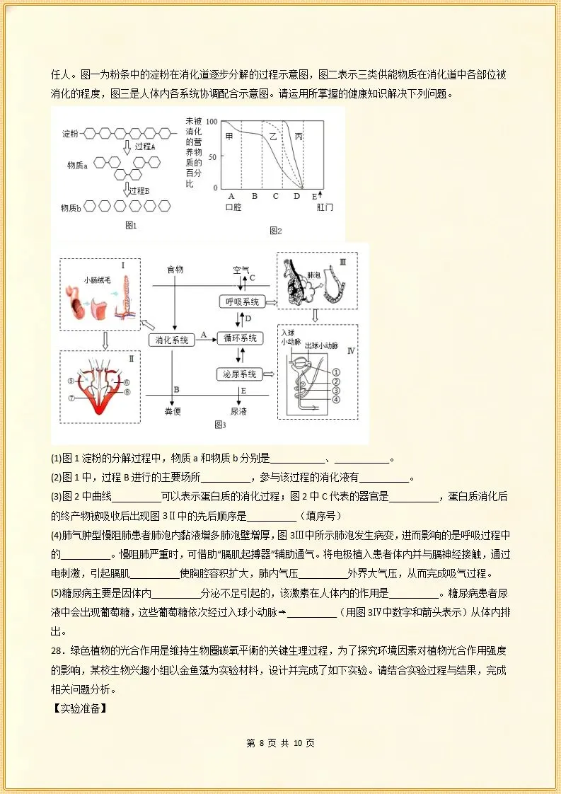 【期末试卷】2025-2026学年七下生物期末模拟卷.素质培优,含答案,可打印-第9张图片-四季读书网 【期末试卷】2025-2026学年七下生物期末模拟卷.素质培优,含答案,可打印-第9张图片-四季读书网