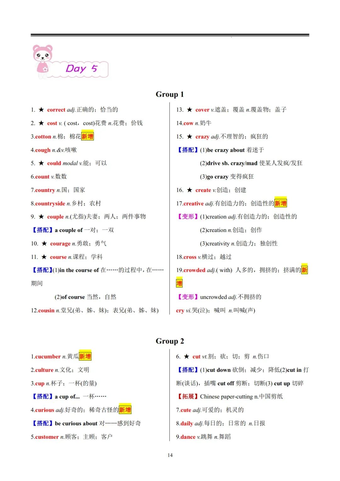 中考英语必须掌握的1600个高频词汇-第14张图片-四季读书网