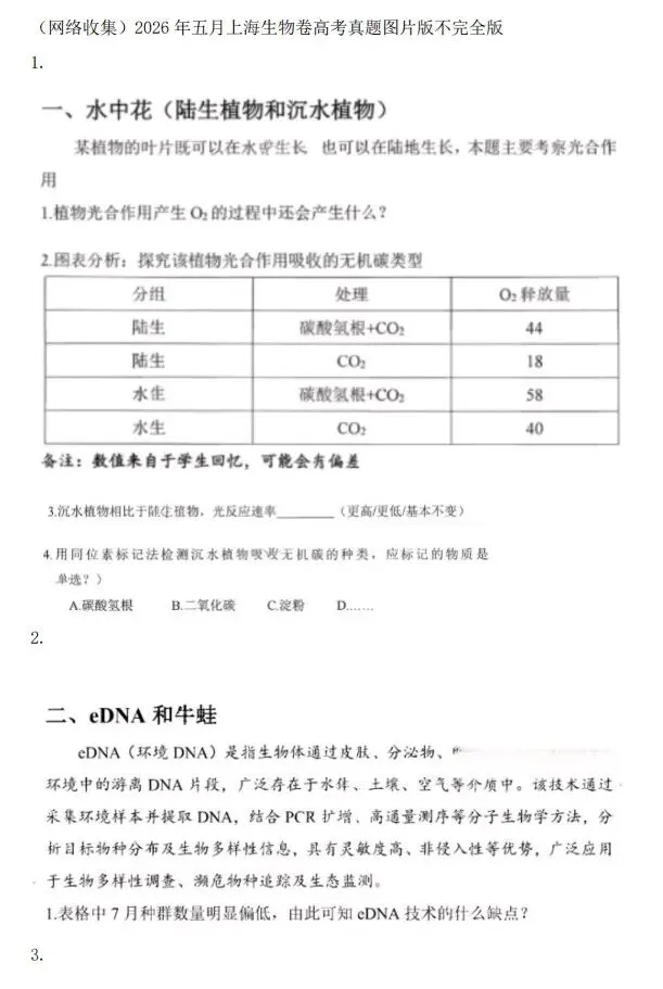 2026年高考生物试卷回忆版来了!看看有没有你的省份-第7张图片-四季读书网