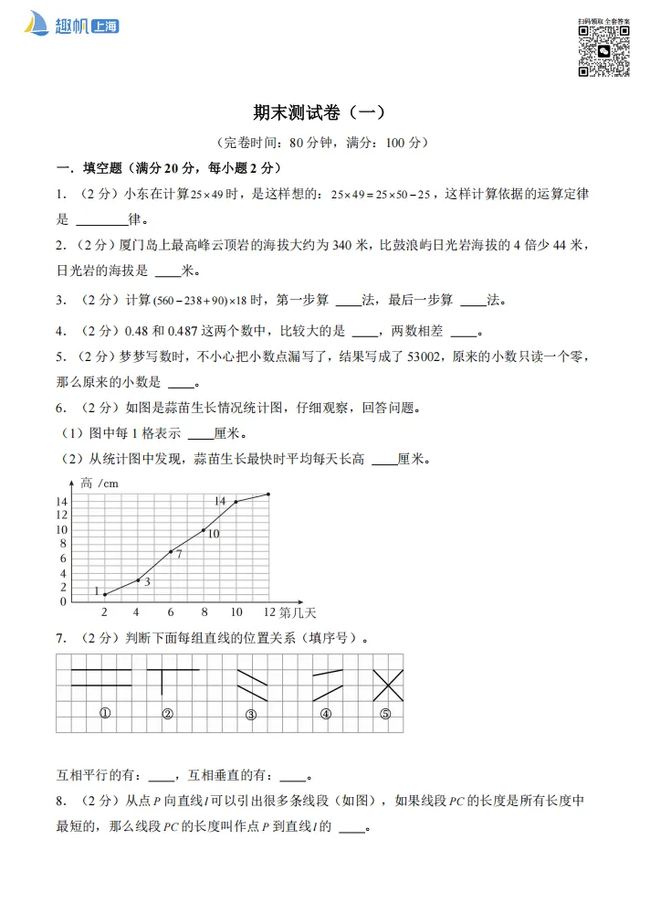 速领!上海1-5年级期末真题卷+解析!(高清可打印)-第7张图片-四季读书网 速领!上海1-5年级期末真题卷+解析!(高清可打印)-第7张图片-四季读书网
