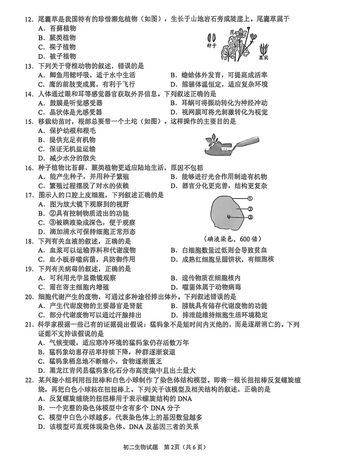 2026年福建泉州市质检真题+答案-第2张图片-四季读书网