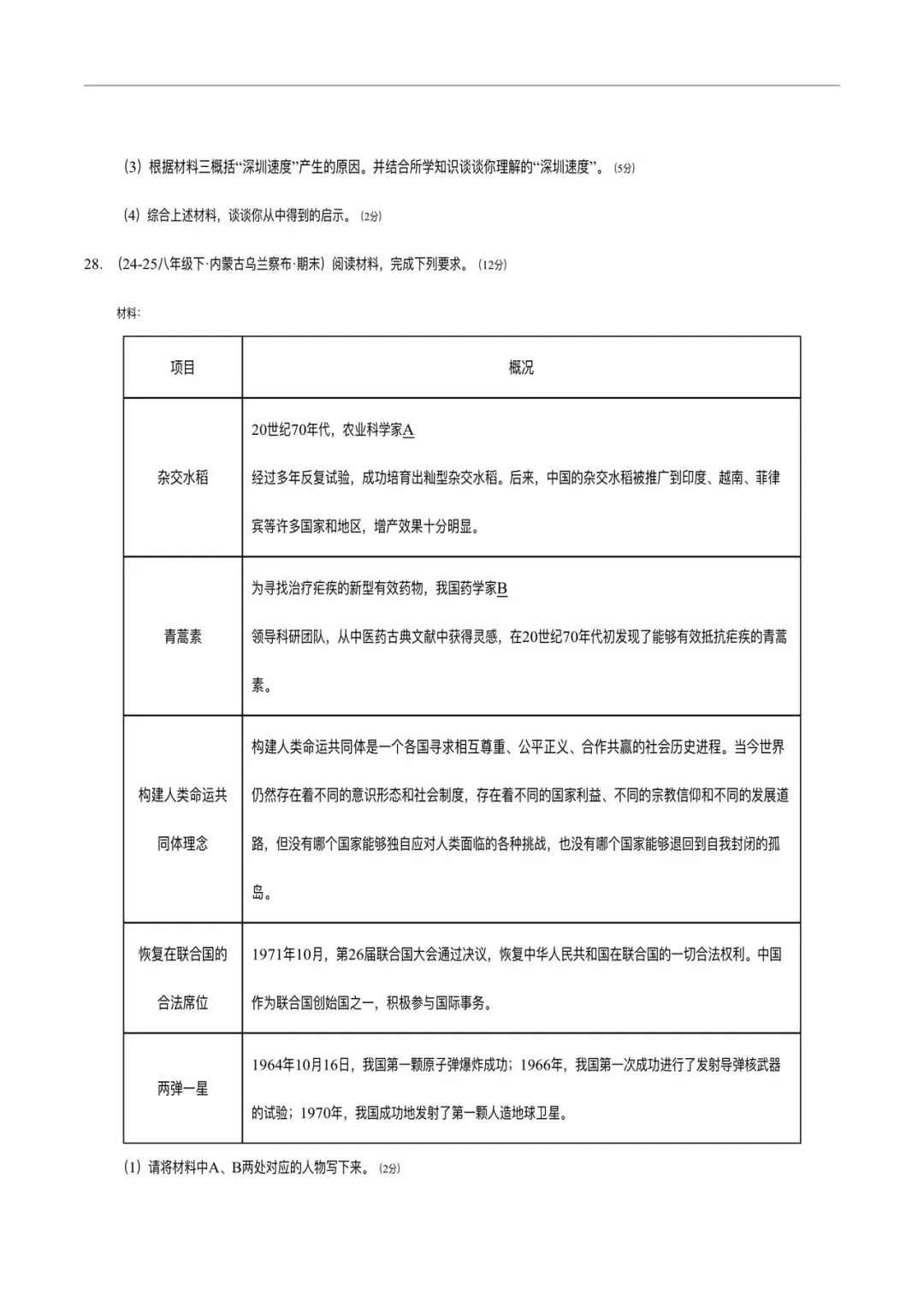 2025-2026学年八下历史期末模拟试卷(真题版)含答案,多套可打印!-第9张图片-四季读书网 2025-2026学年八下历史期末模拟试卷(真题版)含答案,多套可打印!-第9张图片-四季读书网