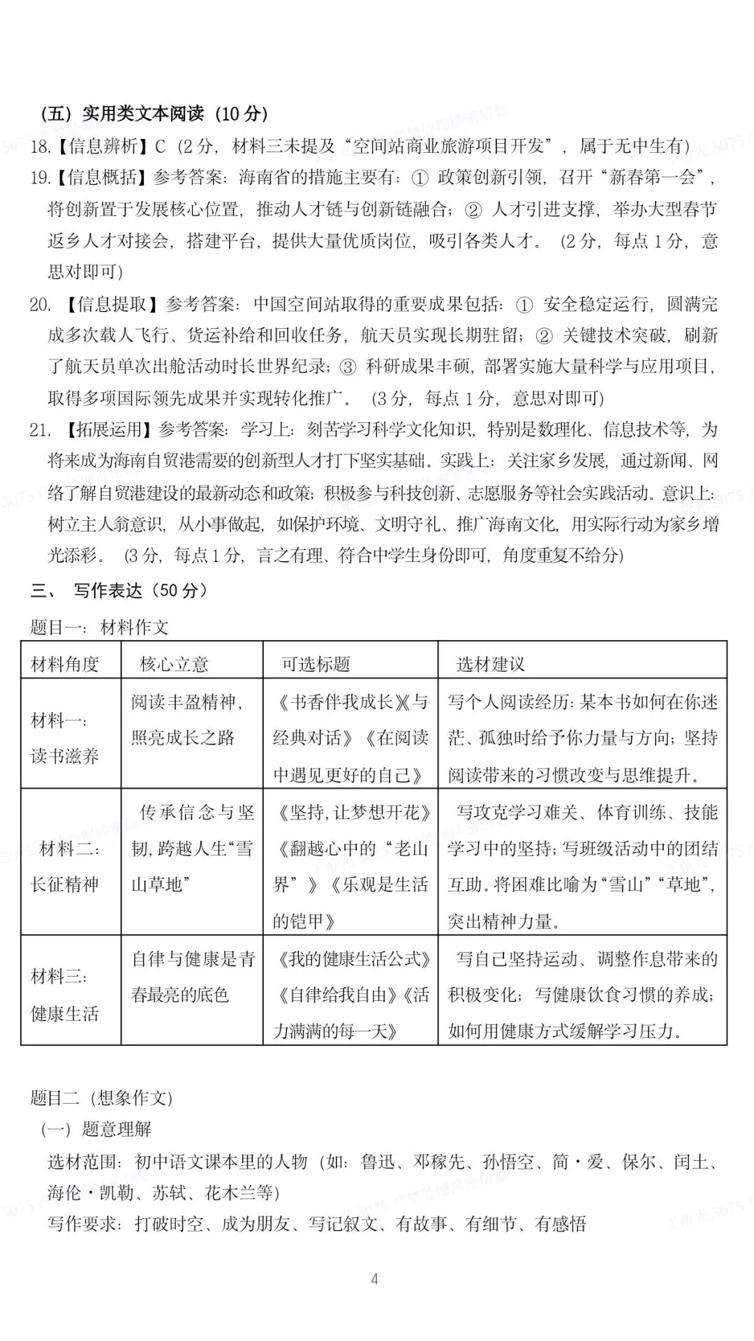 2026年文昌市中考语文模拟试卷【含参考答案】-第20张图片-四季读书网