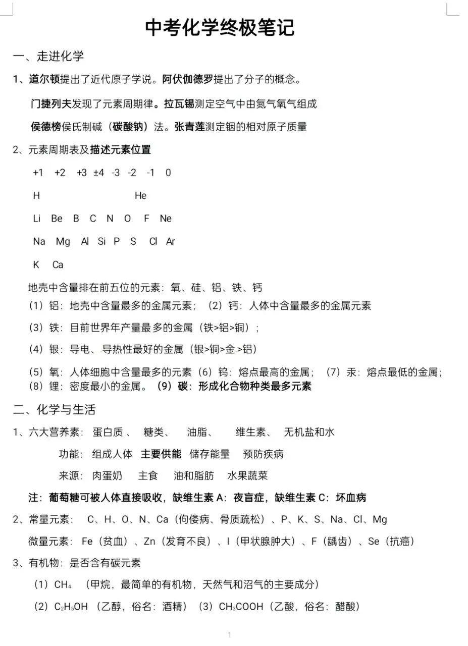 中考化学终极笔记-第1张图片-四季读书网