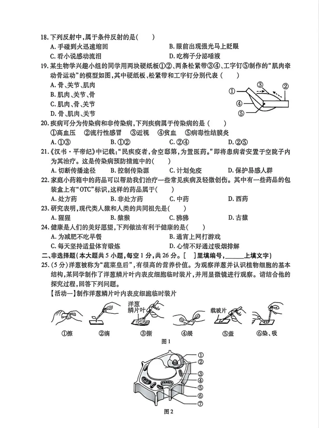 南岗区八年级模拟考试卷【生物】-第4张图片-四季读书网