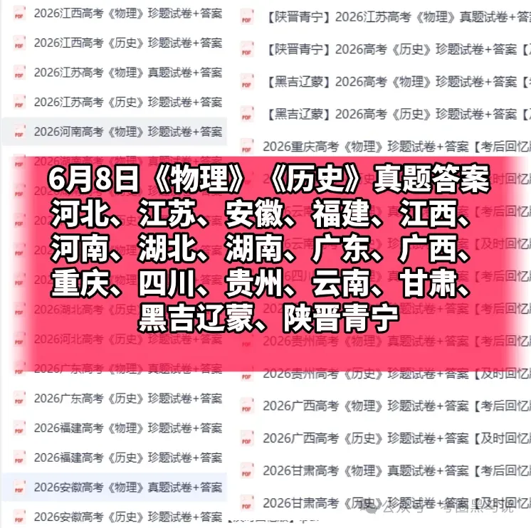 2026年高考《物理》《历史》真题试卷及答案pdf【江西河南福建广东黑吉辽蒙陕晋青宁河北江苏安徽湖北湖南广西重庆四川贵州云南甘肃汇总-第6张图片-四季读书网