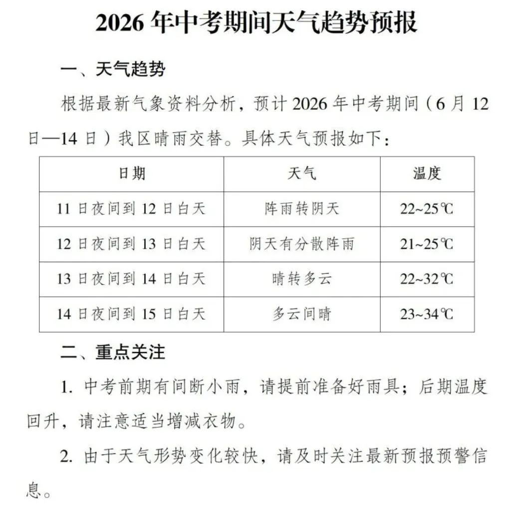 明日中考阴雨天,永川考生收好这份“从容锦囊”-第2张图片-四季读书网