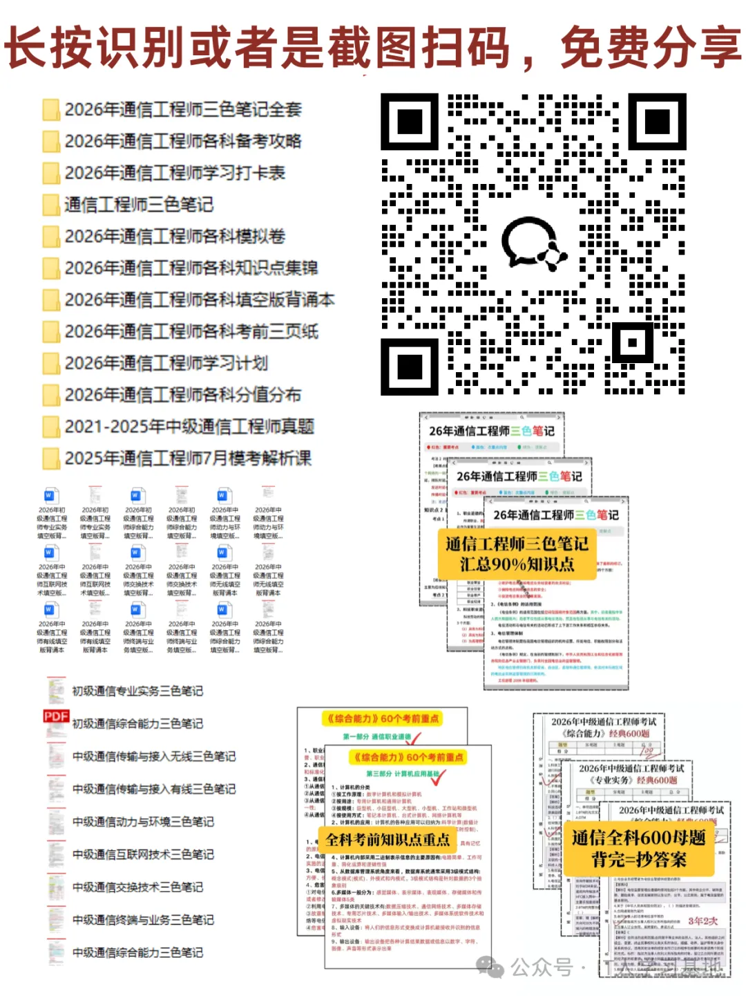 超全!2026年新版通信工程师考试必备全套资料(历年真题、学习计划、考前三页纸、知识点集锦、试题)-第1张图片-四季读书网