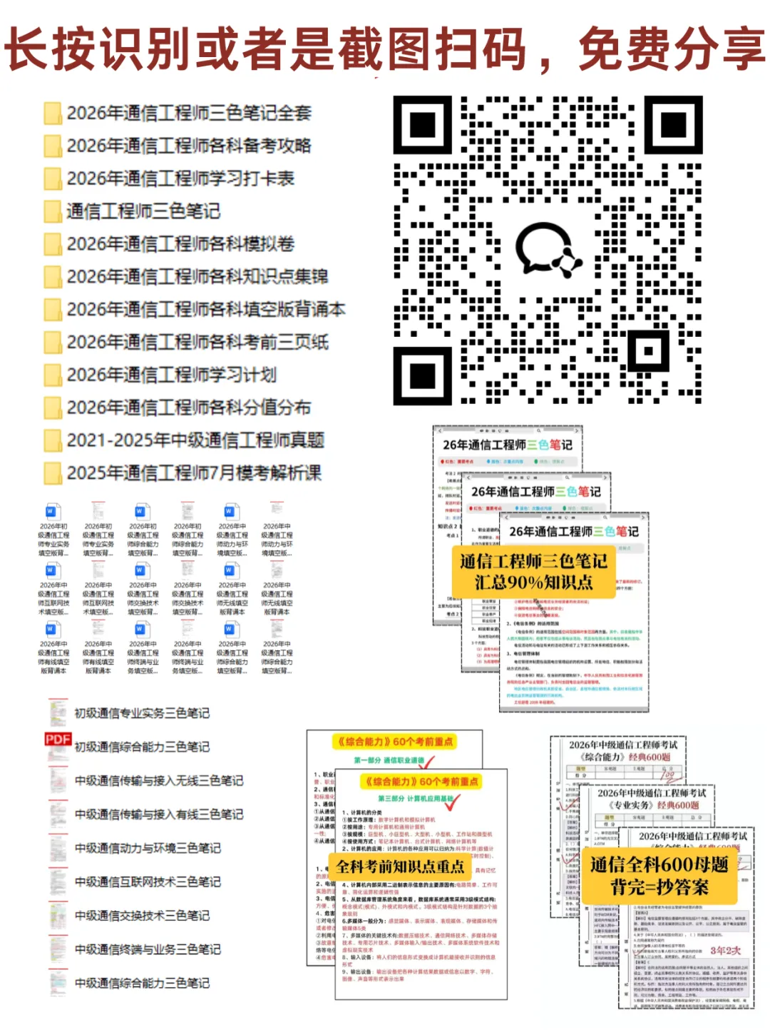 超全!2026年新版通信工程师考试必备全套资料(历年真题、学习计划、考前三页纸、知识点集锦、试题)-第7张图片-四季读书网