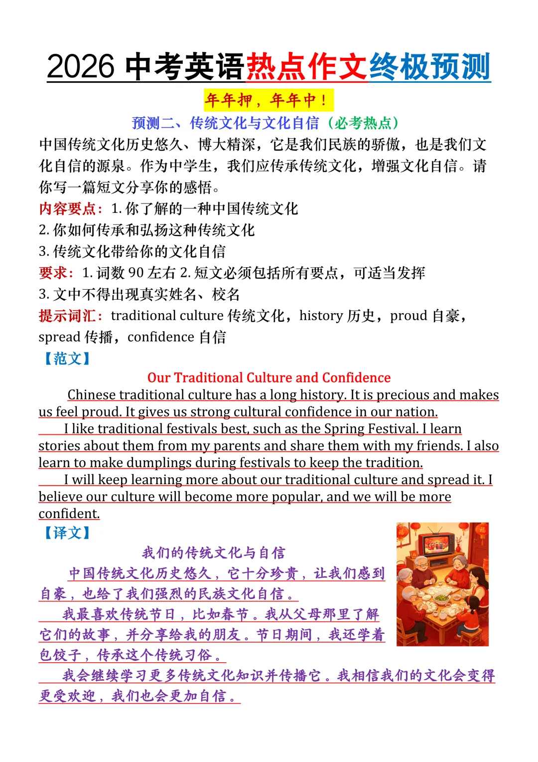 2026中考英语热点作文终极预测,就考这5篇,年年押年年中!-第4张图片-四季读书网