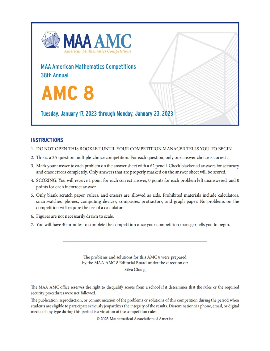 数学竞赛必刷真题,AMC8历年真题【2000-2026】完整版!-第1张图片-四季读书网 数学竞赛必刷真题,AMC8历年真题【2000-2026】完整版!-第1张图片-四季读书网