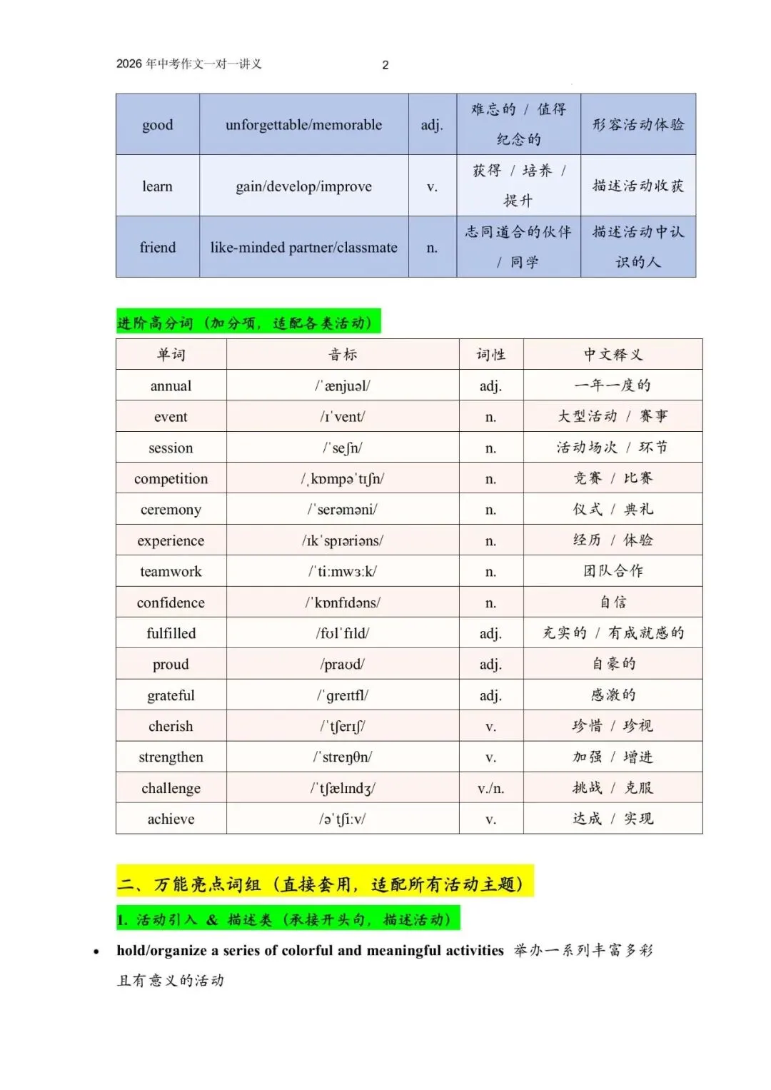 2026年九年级下册中考写作话题3学校活动 (广东省广州沪教版)-第6张图片-四季读书网