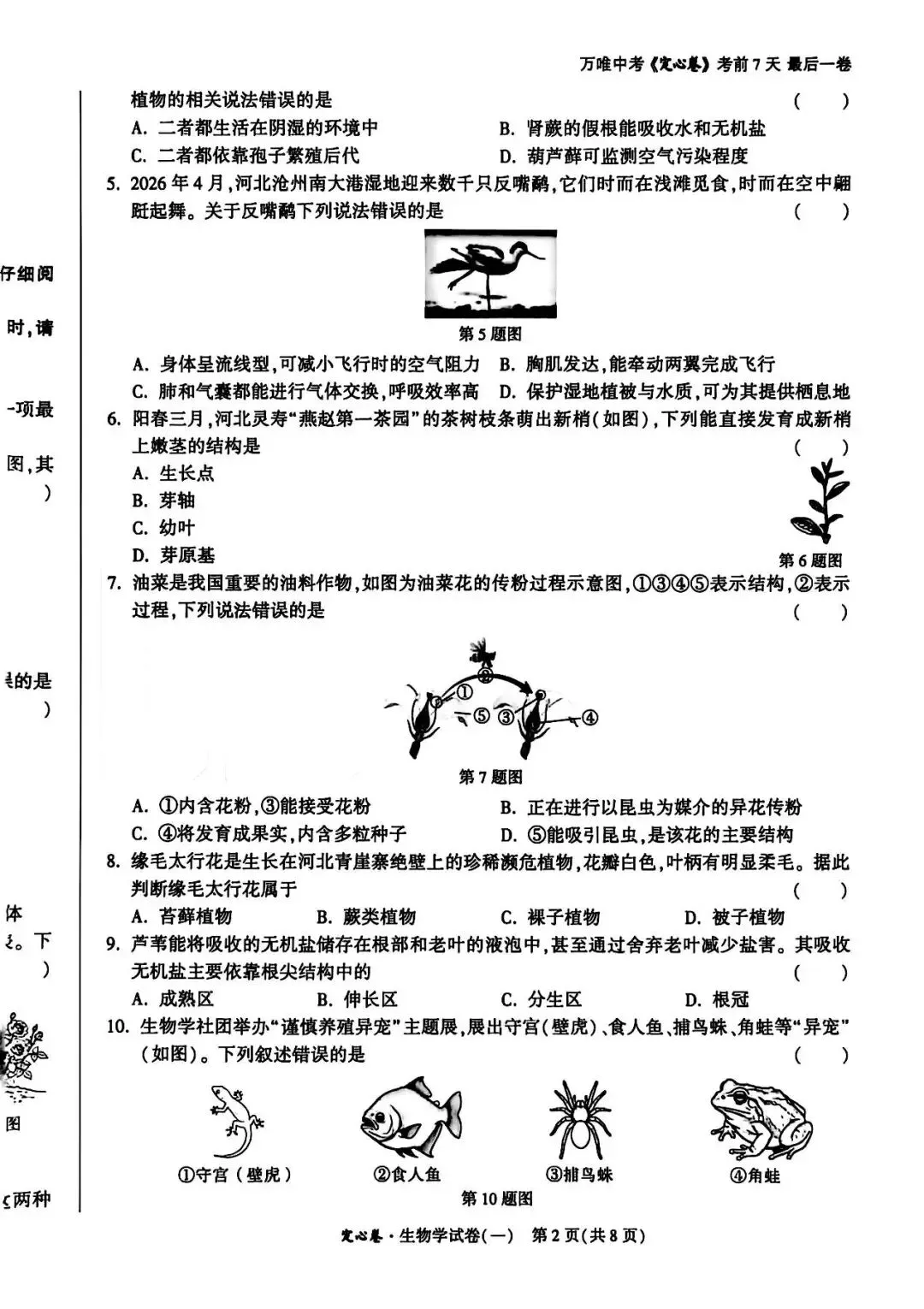 2026河北中考生物学试卷-第2张图片-四季读书网