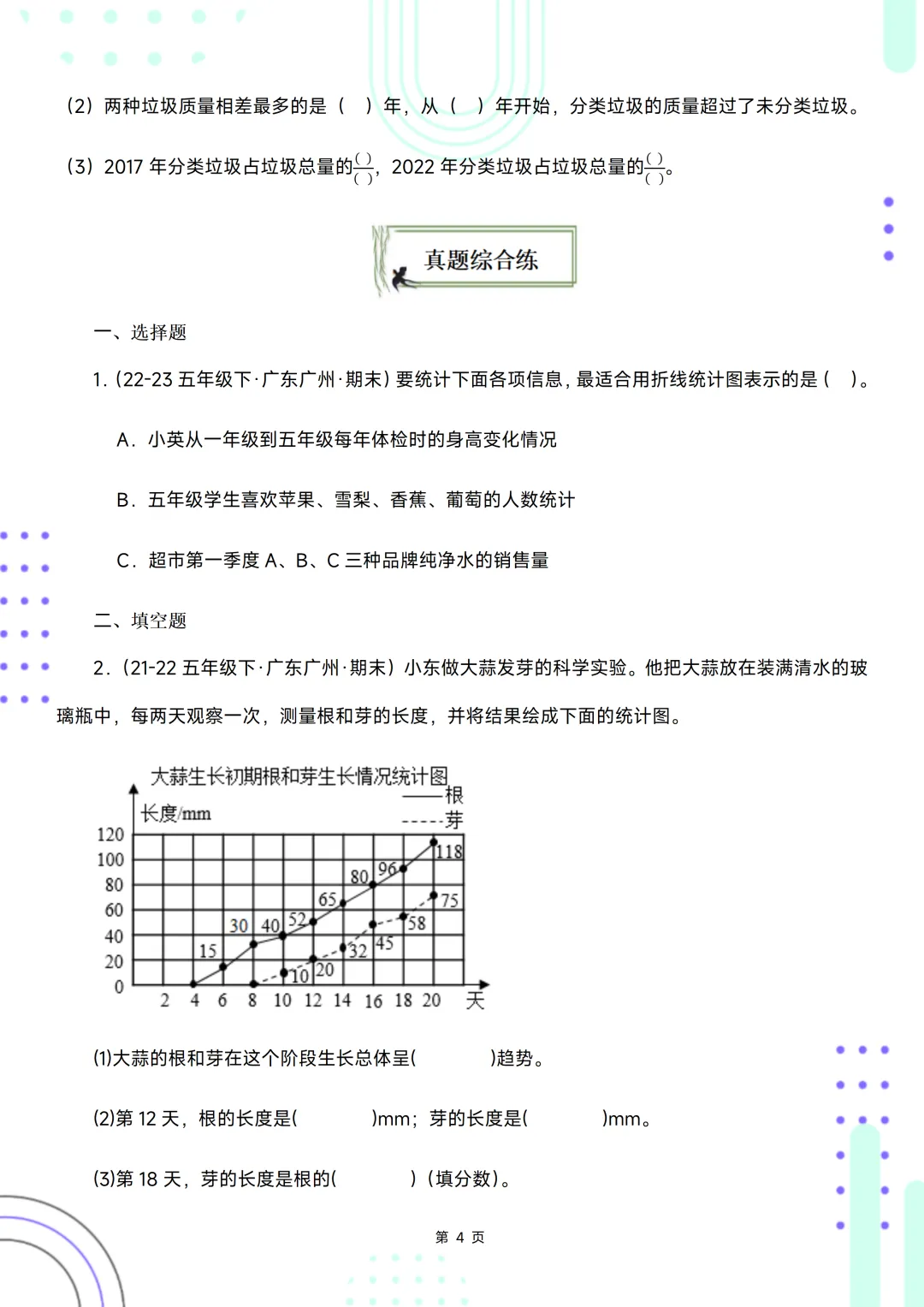 五下期末复习手册//期末备考真题分类汇编//折线统计图-第4张图片-四季读书网