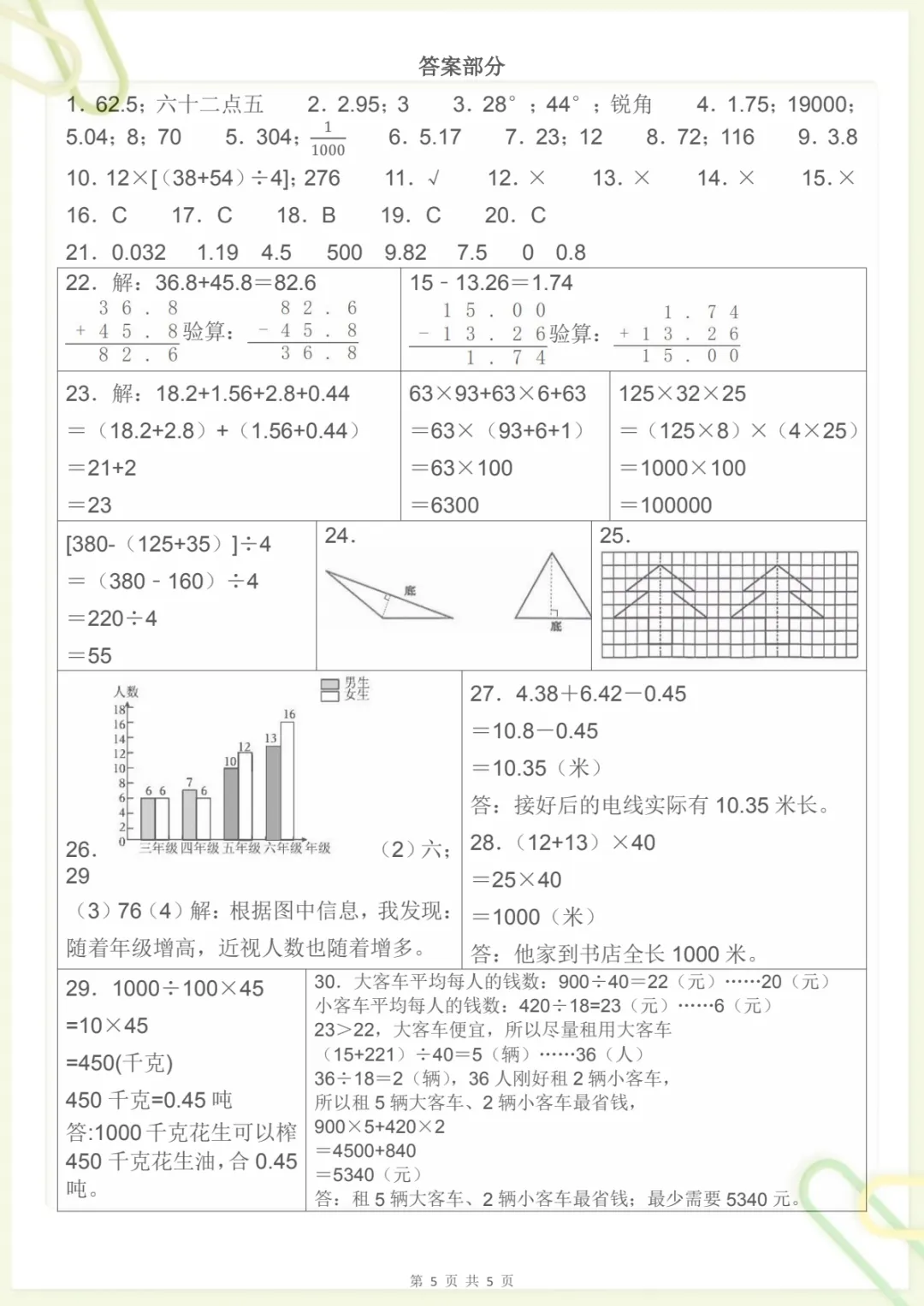 四年级下册《人教版数学【期末冲刺押题试卷(三)】》,电子版可打印-第5张图片-四季读书网 四年级下册《人教版数学【期末冲刺押题试卷(三)】》,电子版可打印-第5张图片-四季读书网