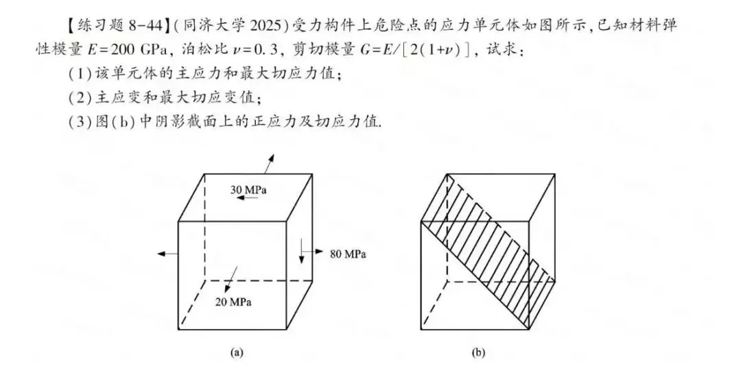27考研材料力学每日一题(0611)| |应力状态和强度-同济大学2025年-节选自《材料力学复习全书》-第2张图片-四季读书网