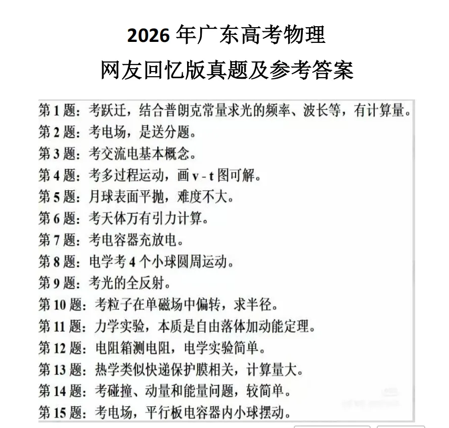 速领!2026广东高考语数英物历地真题及答案出炉!持续更新~-第9张图片-四季读书网 速领!2026广东高考语数英物历地真题及答案出炉!持续更新~-第9张图片-四季读书网