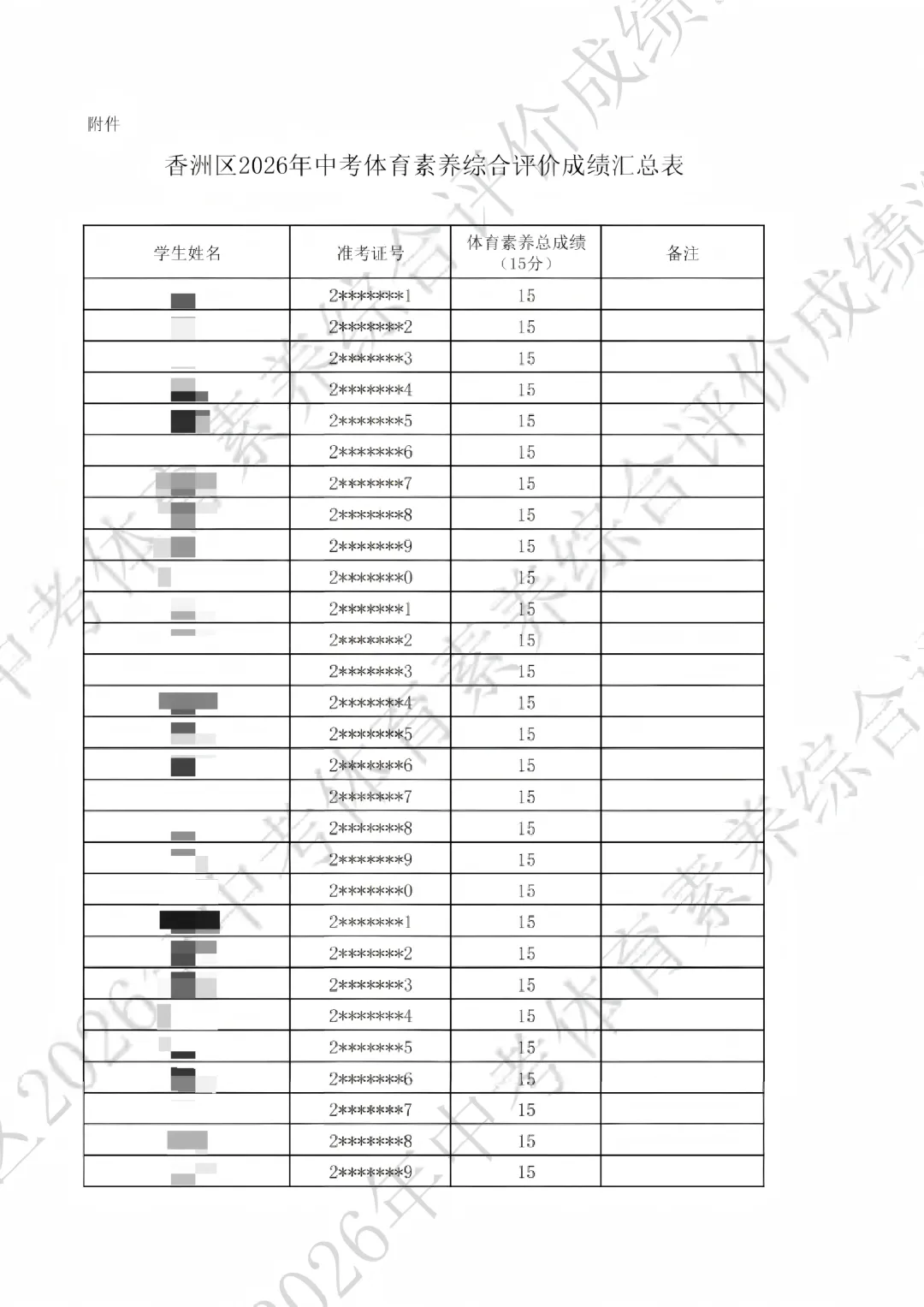 快查成绩!香洲区2026年中考体育15分综评成绩单出炉!-第5张图片-四季读书网